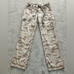 DKNY Jeans Brown Y2K Camo Front Tie Cargo Pants Women’s Size 6